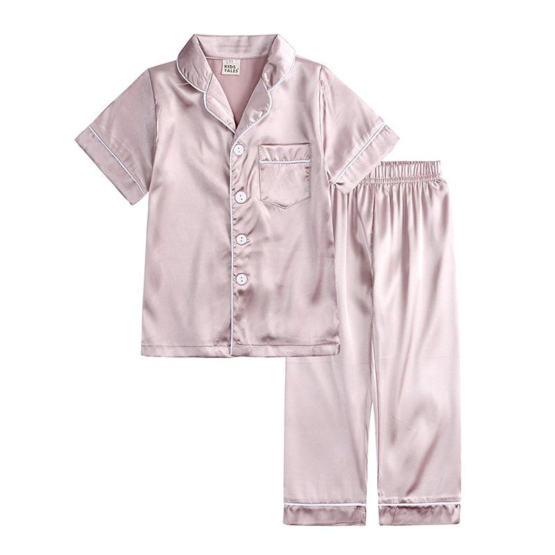 Өзгөчө Логотип Сатин Kids’ Пижама Set бир нече түстөрү бар
